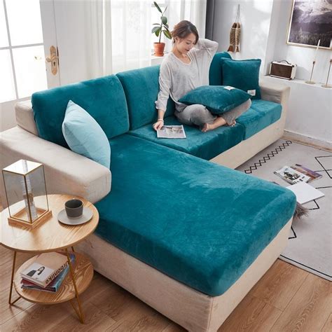 Kaufe Samt Sofa Kissenbezug elastisch für Wohnzimmer Eckcouch