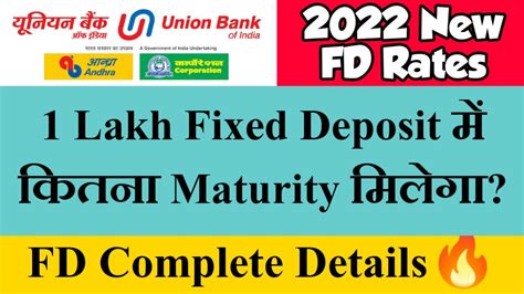 Union Bank Fixed Deposit Interest Rates Union Bank Of India Fd