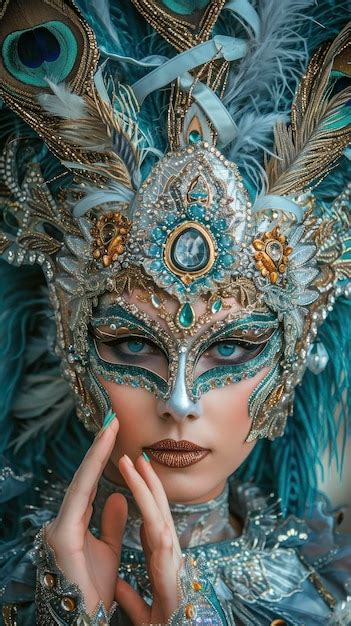 Premium Photo Sensual And Cute Woman Venice Carnival Participant In Breathtaking Costume