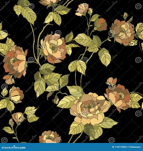 Pattern With Poppy Peonies Or Roses Flowers Stock Vector