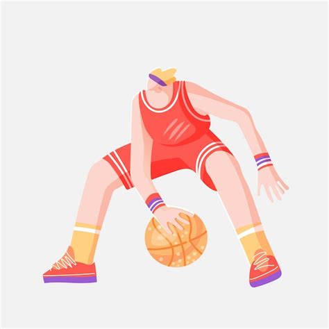 Ilustração em vetor plana colorida desenho de jogador de basquete