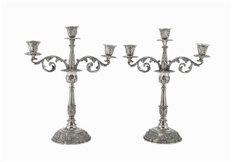 Coppia Di Candelabri In Argento Milano Asta Asta