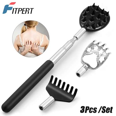 Telescoping Back Scratcher With 3pcs Detachable Scratching Heads Bear