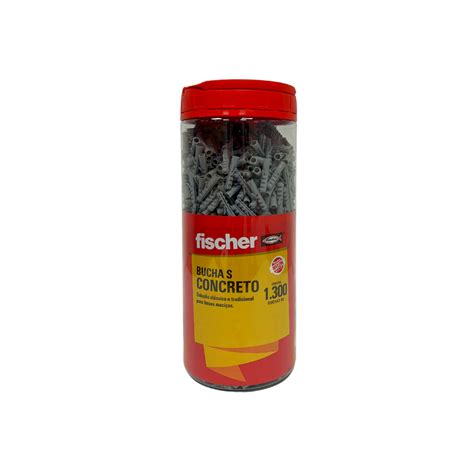 Bucha Nylon S Para Concreto Fischer 6x30mm Pote 1300 Unid