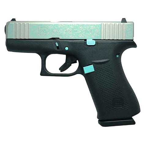 Glock 43x 9mm Luger 341in Robins Egg Blue Scroll Cerakote Pistol 10