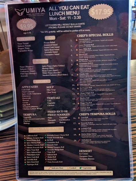 Menu At Umiya Sushi Restaurant Corpus Christi