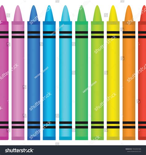 Illustration Row Colourful Crayons On White Stock Vector Royalty Free