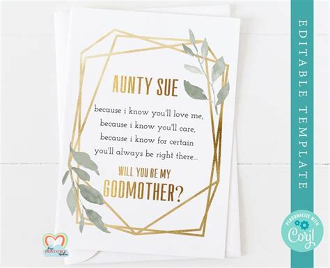 Editable Godmother Card Will You Be My Godmother Printable Etsy Uk