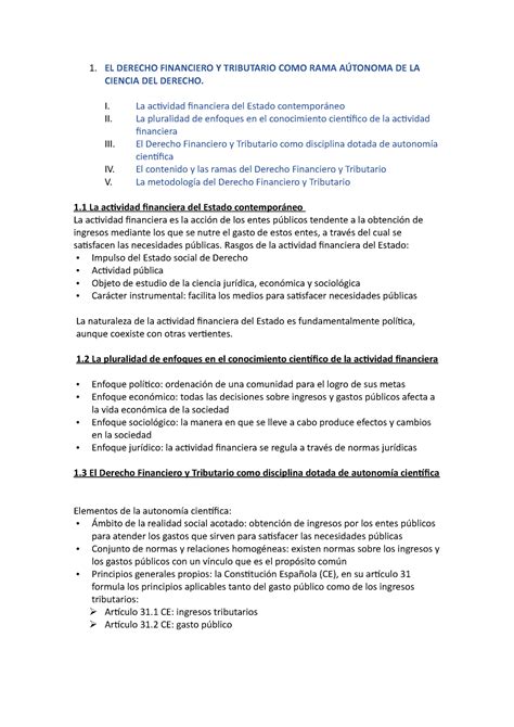 El Derecho Financiero Y Tributario Como Rama Aútonoma De La Ciencia Del