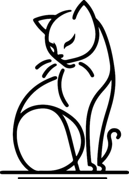 Premium Vector | Cat line art hand drawing monoline illustration