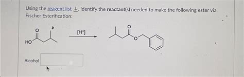 Solved Using The Reagent List Darr Identify The Reactant S Chegg