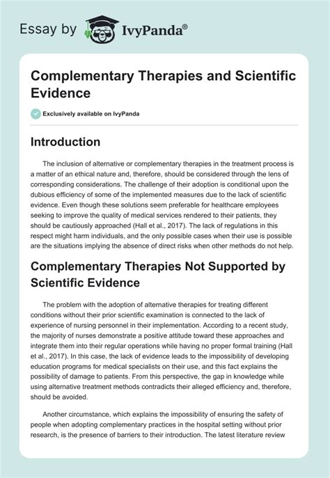 Complementary Therapies And Scientific Evidence 598 Words Critical