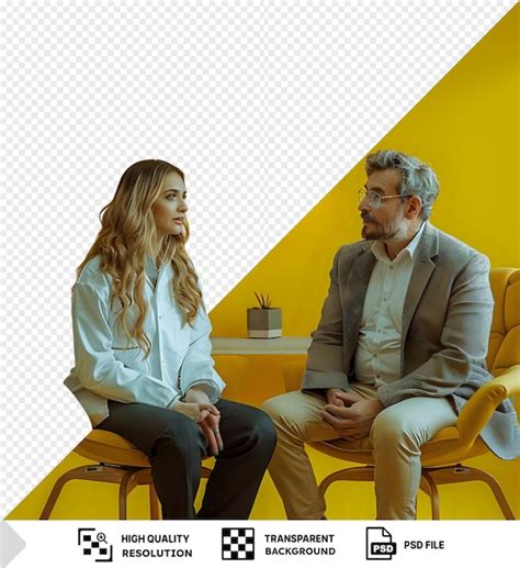 Premium PSD Psd Transparent Background Blonde Psychologist Talking To