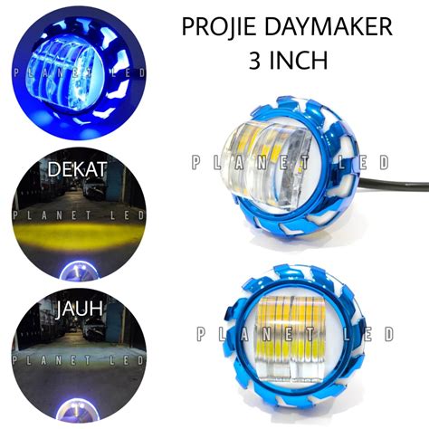 Jual Lampu Tembak LED Projie Daymaker 3inc Ring Biru High Low Cut OFF