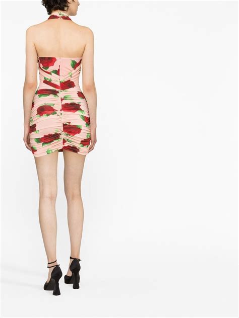 Magda Butrym Floral Print Cut Out Minidress Pink Farfetch