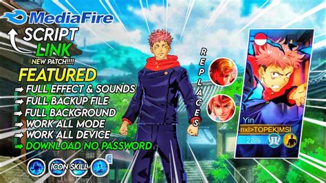 New Update Script Skin Yin Jujutsu Kaisen Itadori Yuji No Password