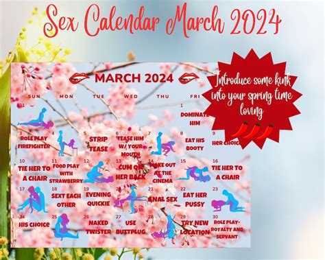 March 2024 Printable Sex Calendar For Couples Daily Sex Activities