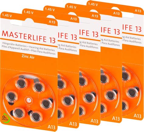 MASTERLIFE HÖRGERÄTE BATTERIEN Typ 13 PR48 orange A13 Batterie Amazon