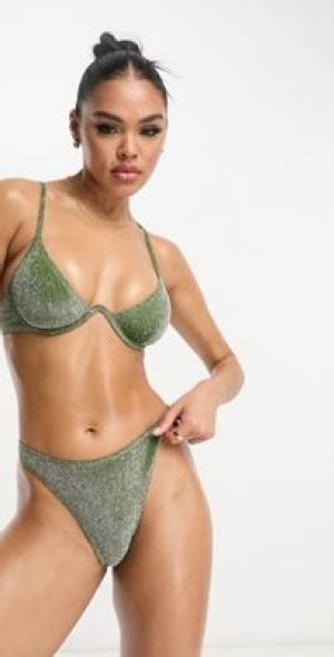 South Beach Mix Match Underwire Bikini Top In Green Metallic