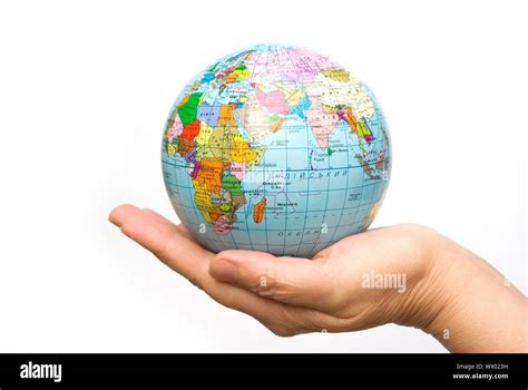 Hand Holdings A Globe On A Whiteness Stock Photo Alamy