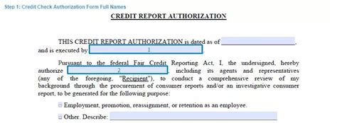 Credit Check Authorization Form Credit Report Release