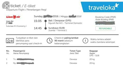 Contoh E Tiket Traveloka Koleksi Gambar