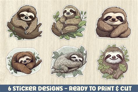 Hand Drawn Sloths Sticker Bundle Graphic By Imaginativeyou · Creative