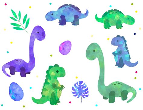 Dinosaurs Watercolor Clipart By Fox Shop Thehungryjpeg