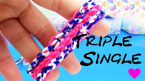 Rainbow loom triple single deutsch Armband mit Gabel Häkelnadel How to