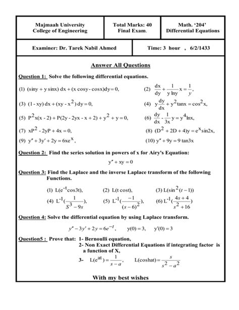 Final Exam Math