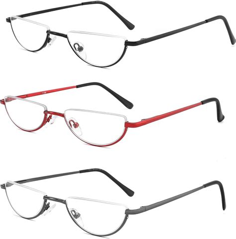 Yiwaeye 3 Pack Half Moon Reading Glasses Anti Blue Light Uv