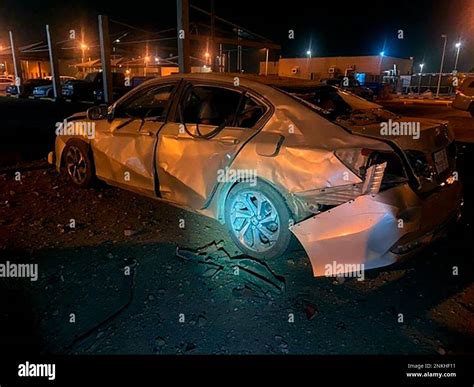 In This Photo Provided By The Saudi Press Agency A Damaged Car Is