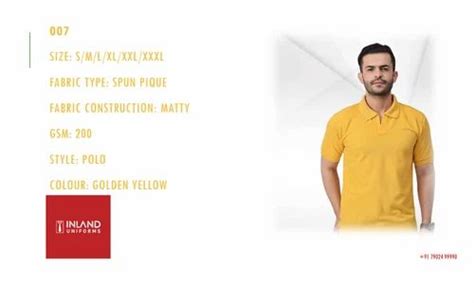 Polo Golden Yellow T Shirt 007 Half Sleeves Plain At Best Price In