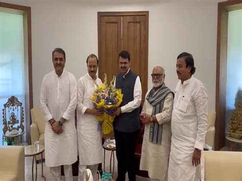 Ajit Pawar Meets Fadnavis With Ncp Ministers For Maharashtra Government Cabinet Expansion On 9th