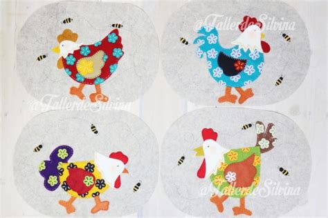 Individuales Gallinas Florecitas Taller De Silvina Manualidades