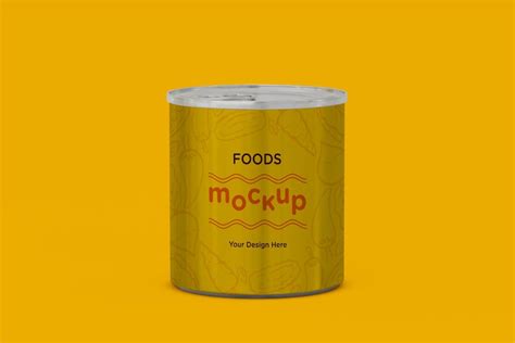 Premium Psd Metal Food Tin Packaging Mockup Design Psd