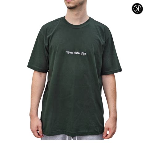 Camiseta Streetwear Masculina Logo Bordado Verde Escuro 100 Algodão