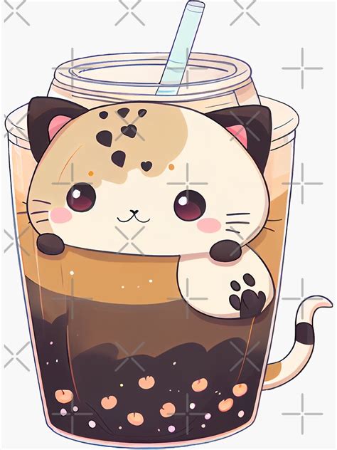 Cat Boba Tea Bubble Tea Anime Kawaii Sticker For Sale By