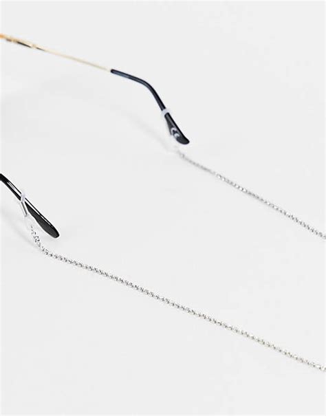 Asos Design Sunglasses Chain With Crystals In Silver Tone Asos