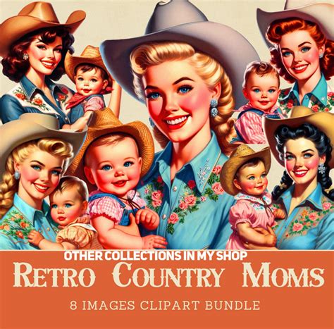 Vintage Cowgirls Clipart Bundle S Women Cowgirl Fussy Cuts Western