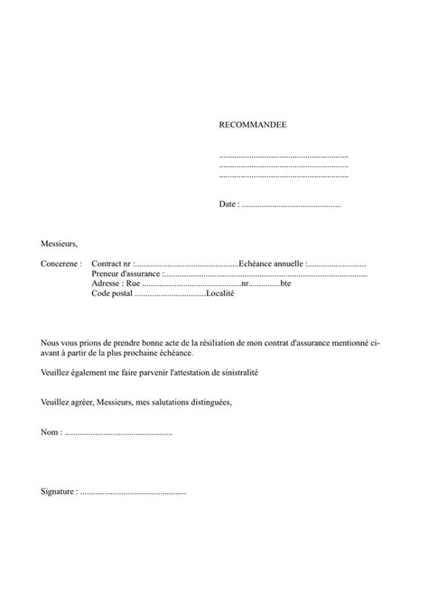 Résiliation de contrat d assurance téléchargement gratuit documents