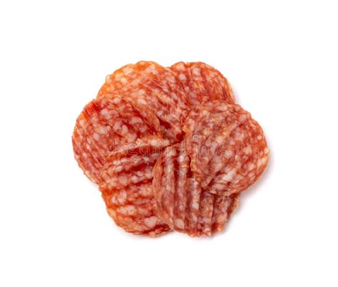 Salami Chips Aislados Salchichas Salchichas Secas Cortadas Salchichas