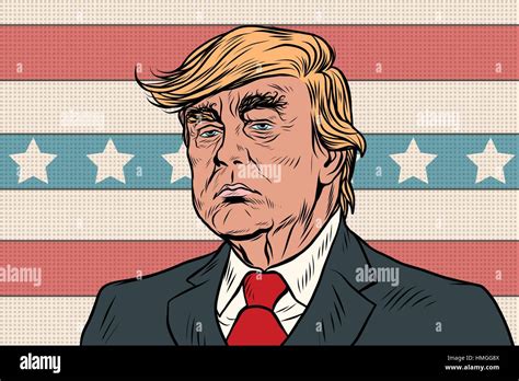 Donald Trump President Of The United States Cartoon Pop Art Retr Stock