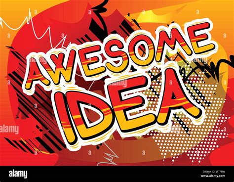 Awesome Idea Comic Book Style Phrase On Abstract Background Stock