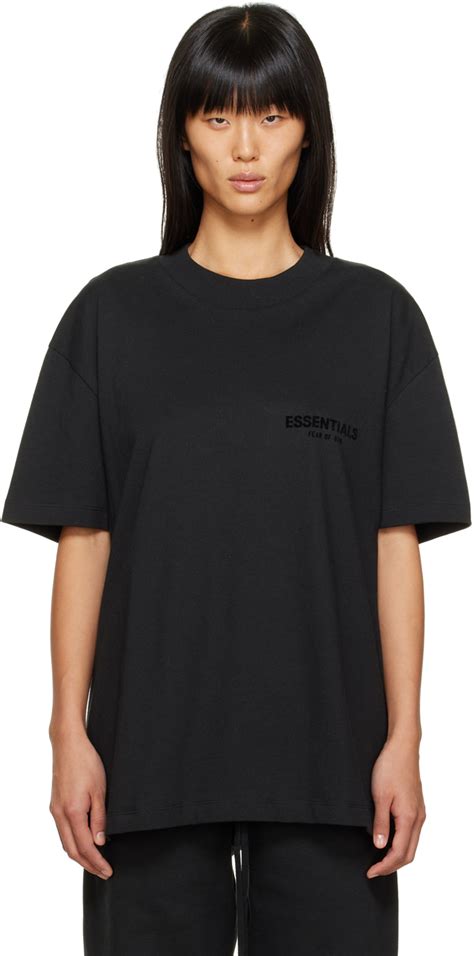 Essentials T Shirt Noir à Logo Floqué Ssense France