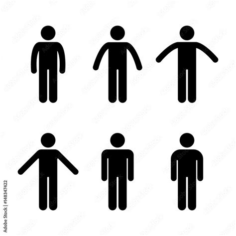 Man People Various Standing Position Posture Stick Figure Vector