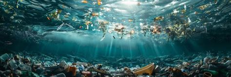 Premium Photo Large Amount Of Trash Floating In The Ocean