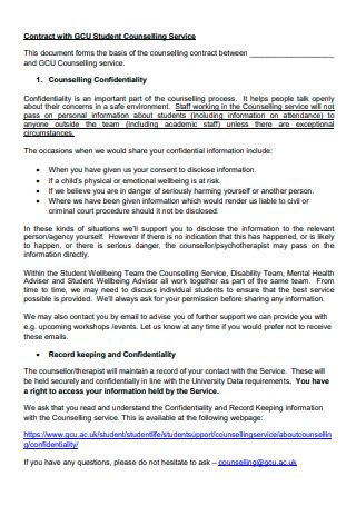 Sample Counselling Contract In Pdf