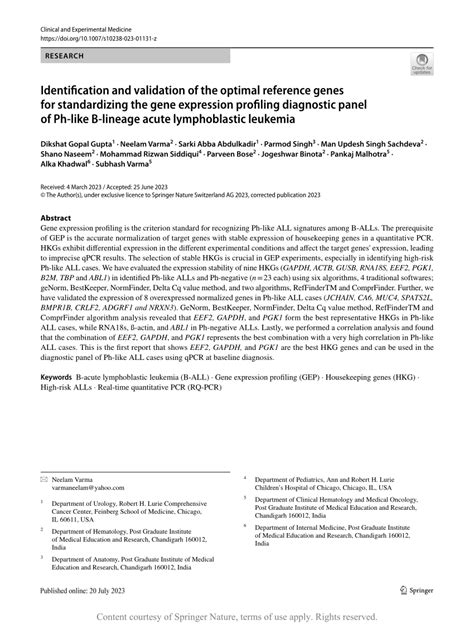 Identification And Validation Of The Optimal Reference Genes For