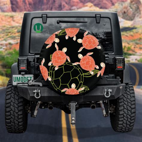 Orange Sea Turtles And Tropical Fish Spare Tire Cover Jeep Tire